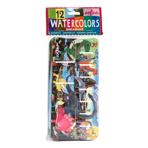 An image of an EeBoo Dinosaurs Watercolor Tin Set.