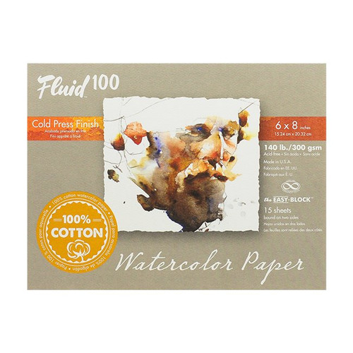 An image of a Fluid 100 Watercolor Paper Cold Press 140 lb Easy-Block.