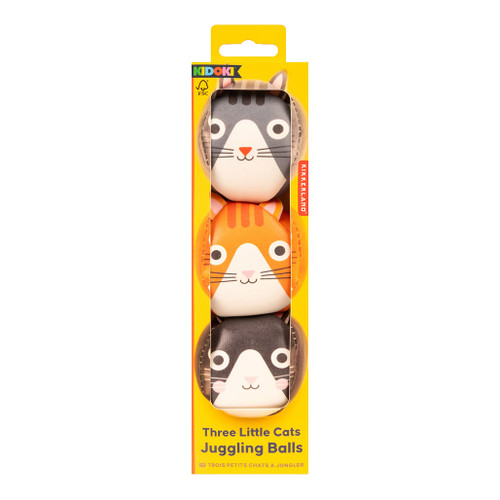 An image of Kikkerland Kidoki Three Little Cats Juggling Balls. 