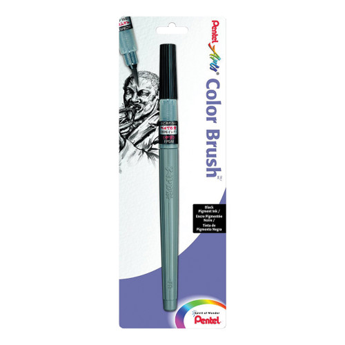 An image of a Pentel Color Brush, Medium Point, Pigment Ink, Black.