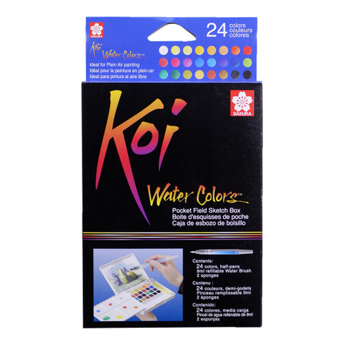 An image of a Sakura Koi Pocket Field Sketch Box Watercolor Set, 24 Colors.