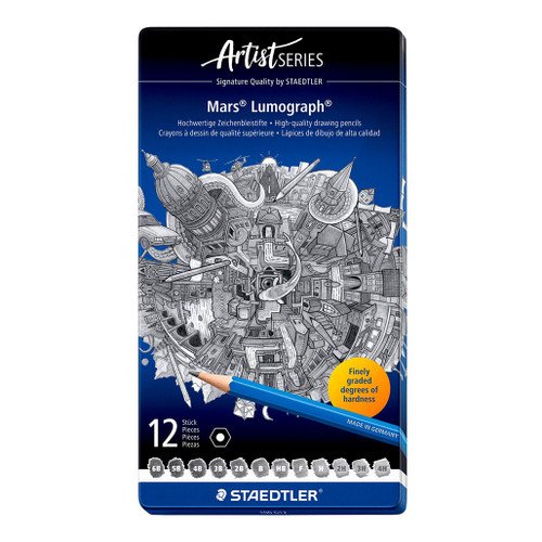 An image of Staedtler Mars Lumograph Drawing Pencils, Set Of 12.